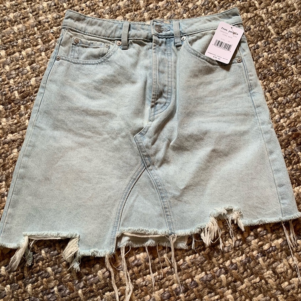Distressed FP Jean Skirt